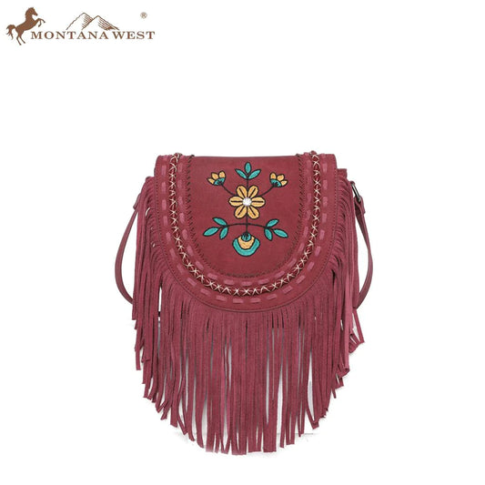 Wrangler Embroidered Floral Fringe Crossbody