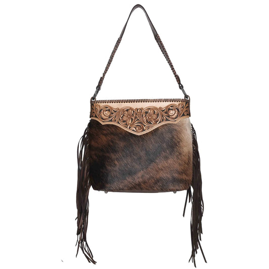 Montana West Genuine Leather Hand Tooled Hair-on Collection Concealed Carry Hobo