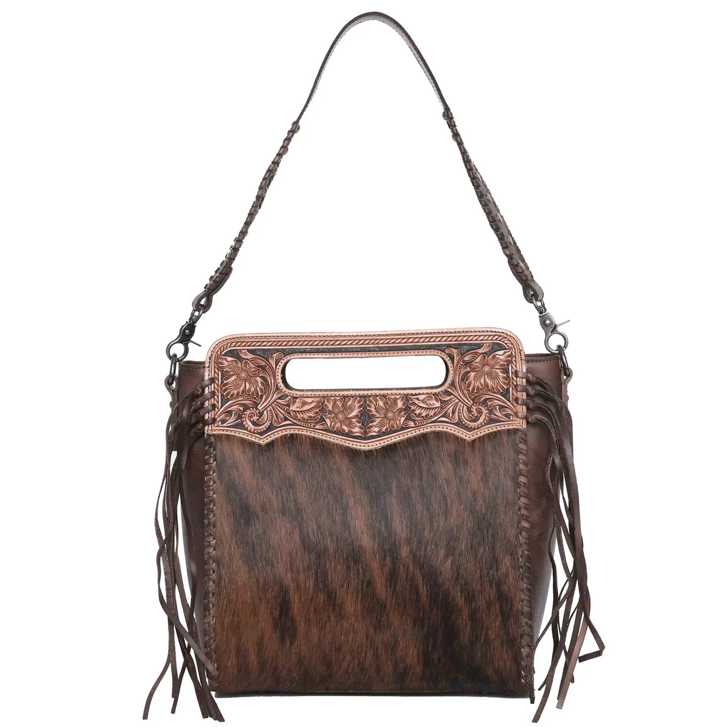 Montana West Genuine Leather Hand Tooled Hair-on Collection Concealed Carry Hobo
