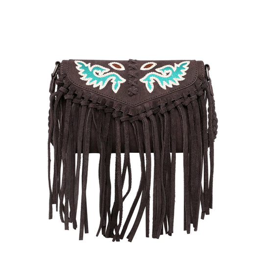 Wrangler Genuine Leather Fringe Crossbody Bag