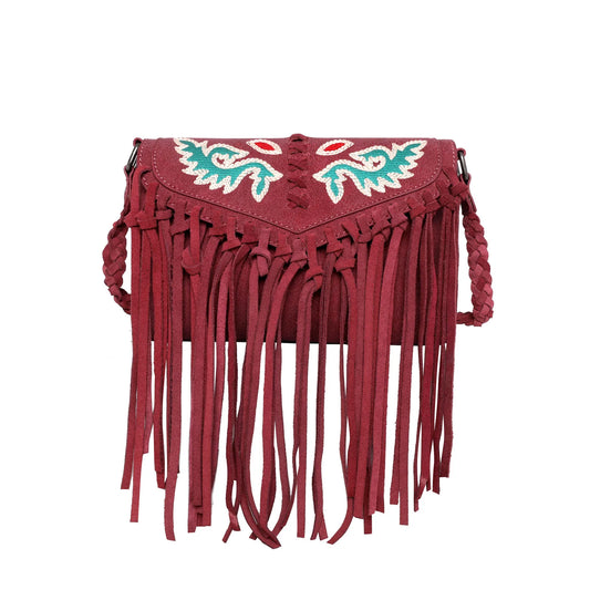 Wrangler Genuine Leather Fringe Crossbody Bag